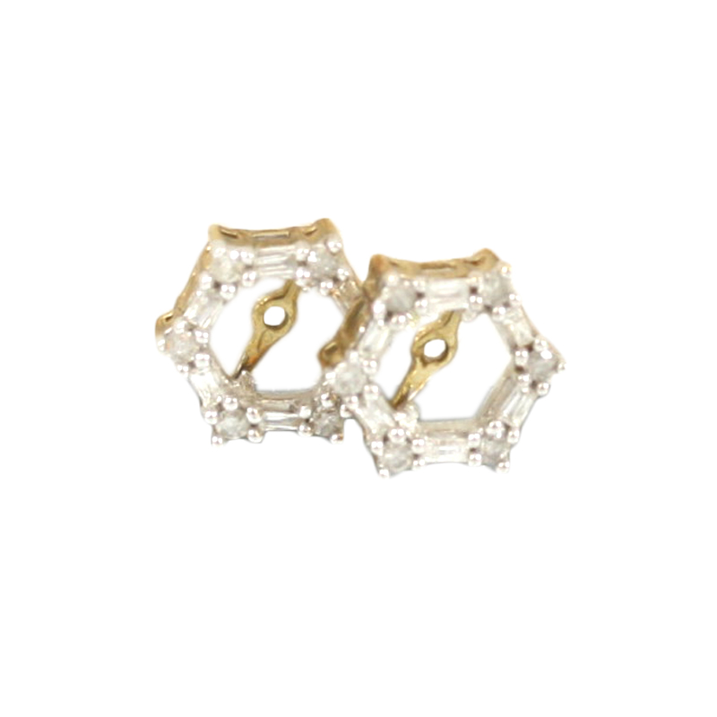 The Perfect Addition To Stud Earrings Are These Ladys 10 Karat The Perfect Addition To Stud Earrings Are These Ladys 10 Karat Yellow Gold Hexagon Shaped Diamond Earring Jackets Esde03775