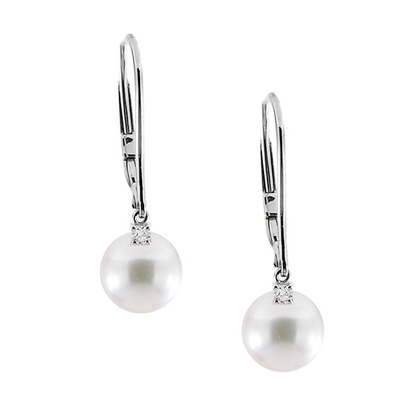 Mikimoto 18 Karat White Gold Diamond And Akoya Pearl Earrings Mikimoto 18 Karat White Gold Diamond And Akoya Pearl Earrings Pde04649