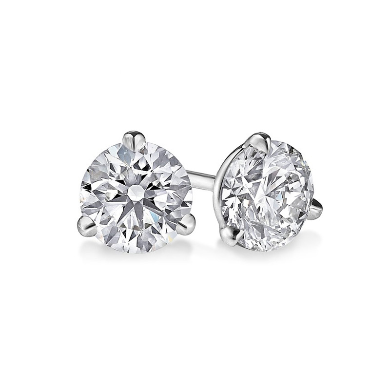 14 Karat White Gold Round Brilliant Diamond Solitaire Earrings In 14 Karat White Gold Round Brilliant Diamond Solitaire Earrings In The 75 Carat Category Program Pmer40075