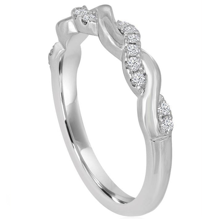 White Gold Twist Diamond Wedding Band