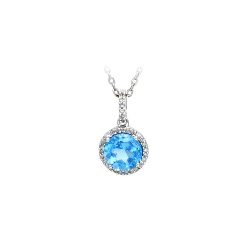 Sterling Silver Blue Topaz Necklace