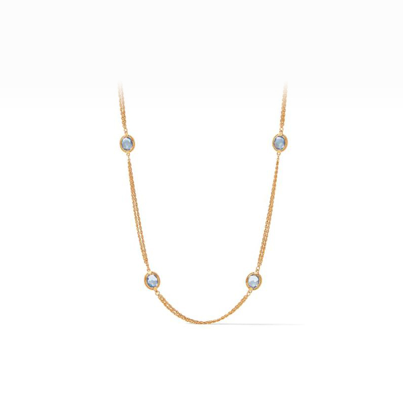 Julie Vos Gold-Plated Calypso Chalcedony Station Necklace