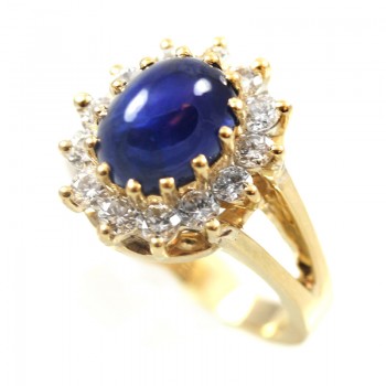 Kamsly Vintage 14 Karat Yellow Gold Diamond And Sapphire Ring