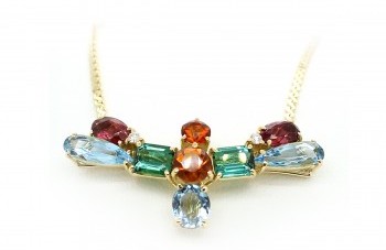 Vintage 14 Karat Multi-Colored Necklace