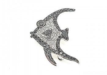 Vintage 14 Karat White Gold Black And White Diamond Pin