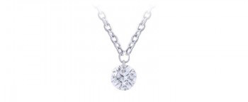 14 Karat White Gold Diamond Drop Necklace