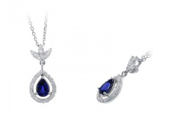 14-karat gold sapphire and diamond pendant necklace 