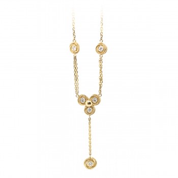 14-karat yellow gold diamond lariat chain necklace