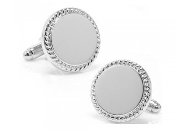 stainless steel rope edge round cufflinks