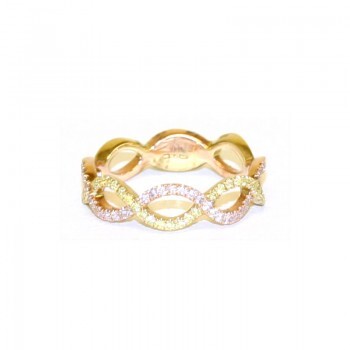 pink and yellow gold infinity ring