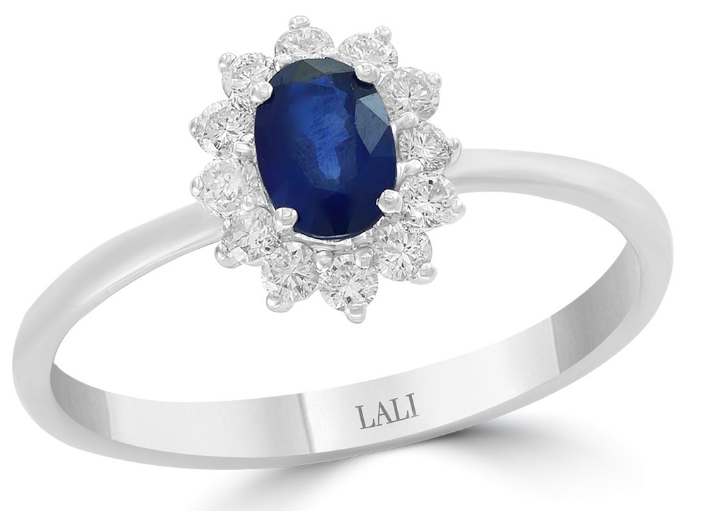 Diamond and Sapphire Engagement Ring