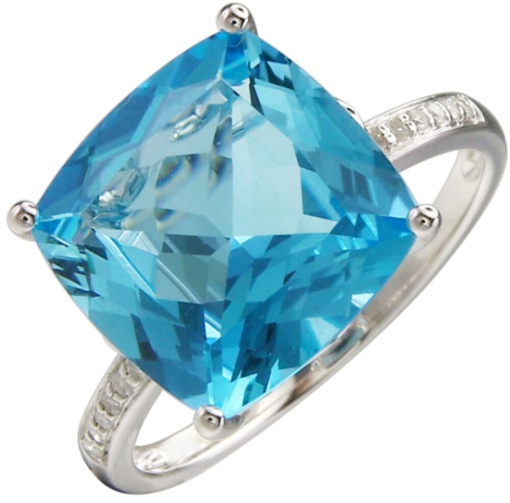 Blue Topaz and Diamond Ring