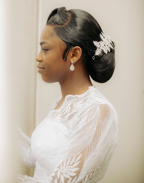 statement earrings on bride