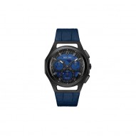 Bulova Stainless Steel Blue Alligator Chronograph Watch