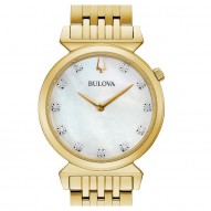 Bulova Mother of Pearl and Gold Tone Stainless Steel with Diamonds Regatta Watch
