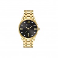 Bulova Gold Tone Black Stick Date Dial Watch
