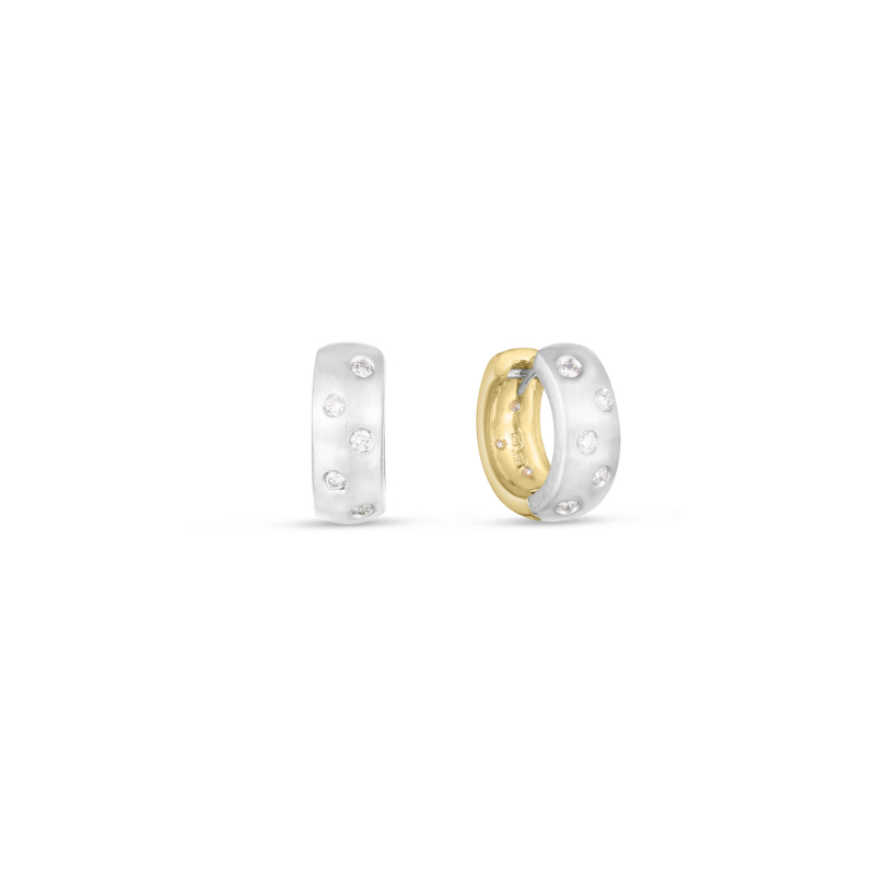 Roberto Coin 18 Karat Yellow And White Diamond Reversible Hoop Earrings