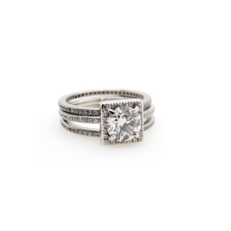 Estate Simon G Platinum Diamond Bridal Set Of 3