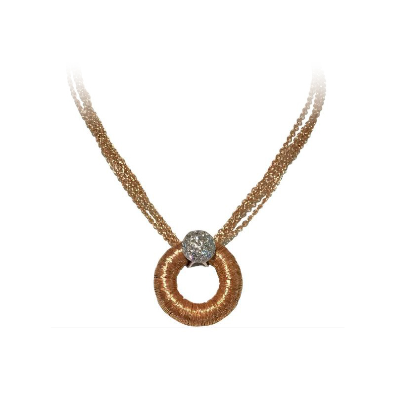 Estate Yvel Lady's 18 Karat Yellow Gold Diamond Wire Pendant Necklace