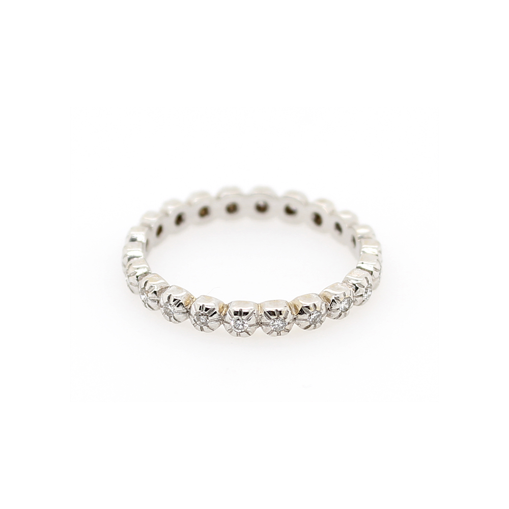 EST LADY'S 18KT W/G 2.75MM HIDALGO BAND WITH ROUND DIAMONDS SET IN ILLUSION PRONG SETTING ALL THE WAY AROUND