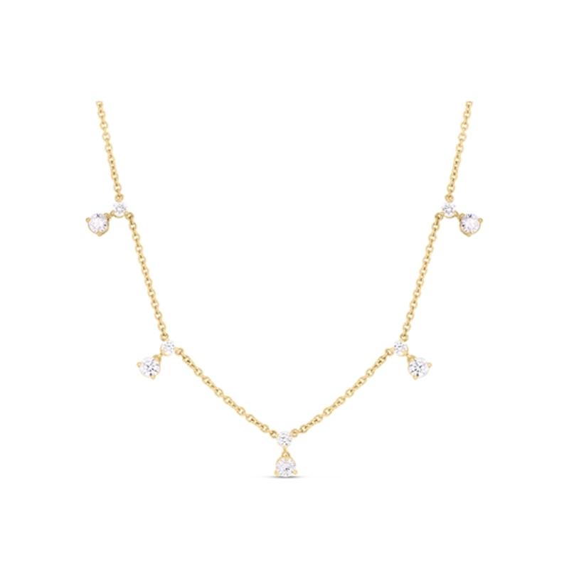 Roberto Coin 18 Karat Yellow Gold Diamond Station Necklace 18 inches