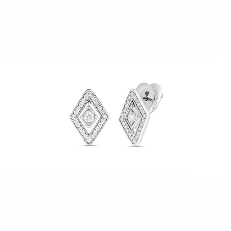Roberto Coin 18 Karat White Gold Diamante Diamond Stud Earrings