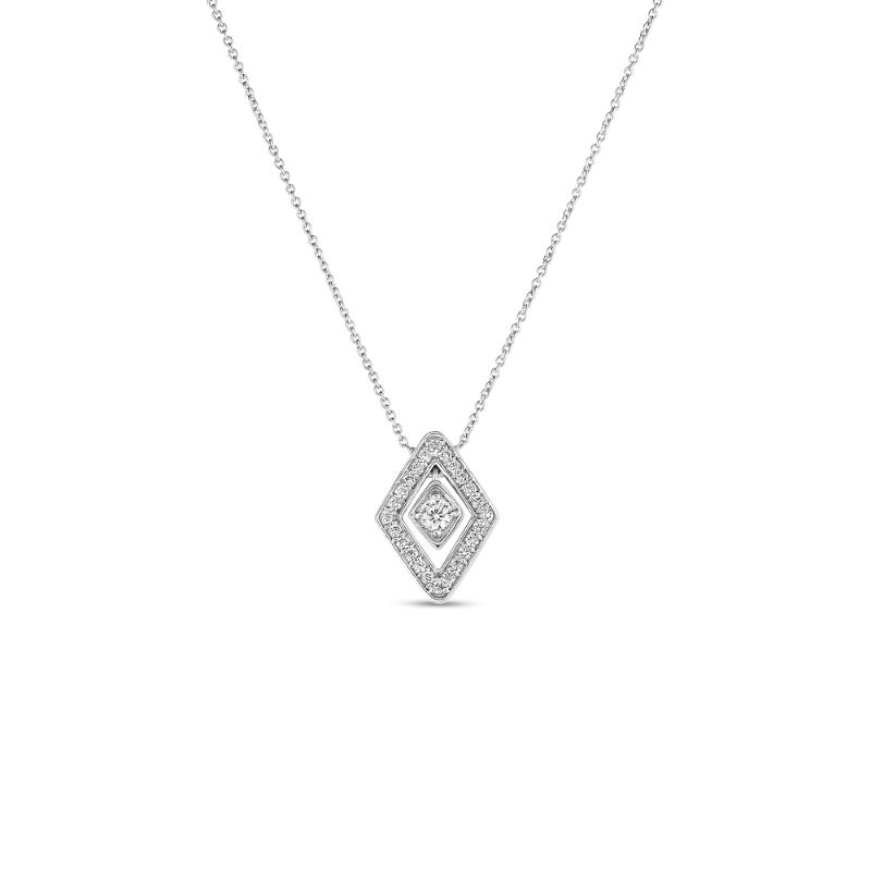 Roberto Coin 18 Karat White Gold Diamante Small Diamond Necklace Measuring 18 Inches