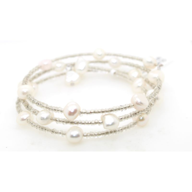 White Pearl Multi Strand Wrap Bracelet