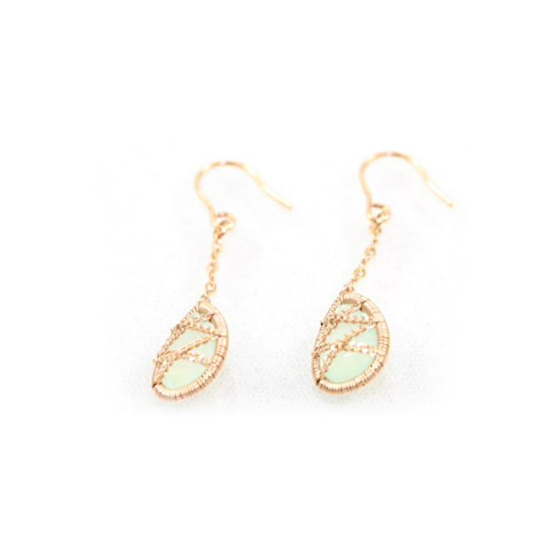 Rose Gold Over Sterling Silver Chalcedony Dangle Earrings