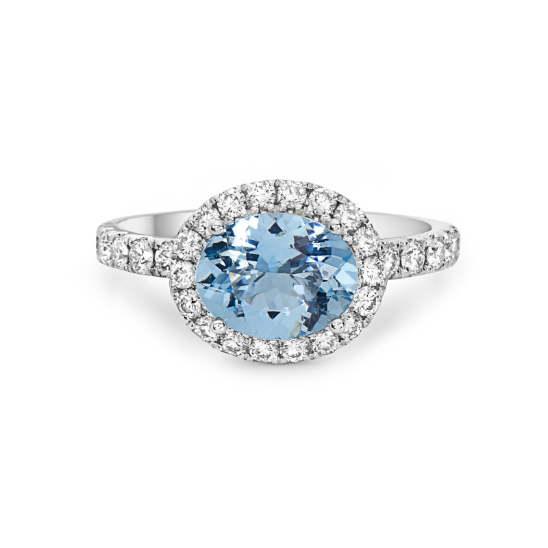 Charles Krypell Aquamarine And Diamond Rocking Pastel Ring Charles Krypell Aquamarine And Diamond Rocking Pastel Ring