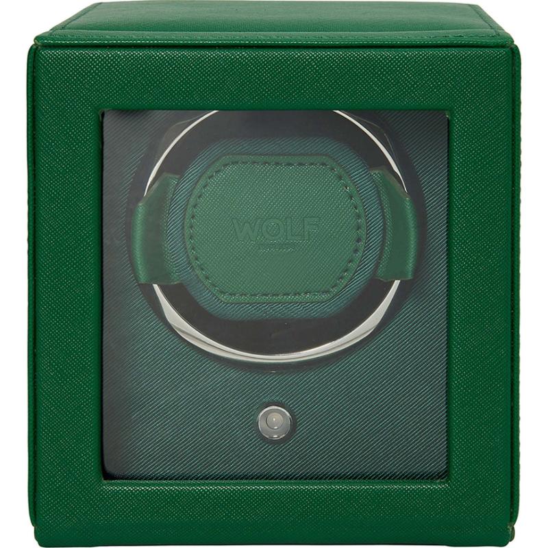 Wolf Cub Tutti Frutti Single Watch Winder With Cover In Green Vegan Leather