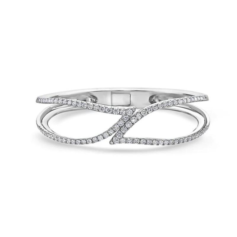 Charles Krypell Double Leaf Style Hinged Diamond Bangle