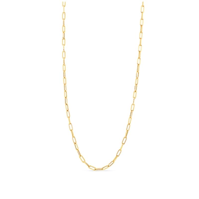 Roberto Coin 18 Karat Yellow Gold Designer Gold Alternating Polished And Fluted Paperclip Link 17 Inch Chain