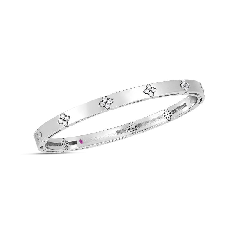 Roberto Coin Eighteen Karat White Gold Love In Verona Hinged Bangle Bracelet