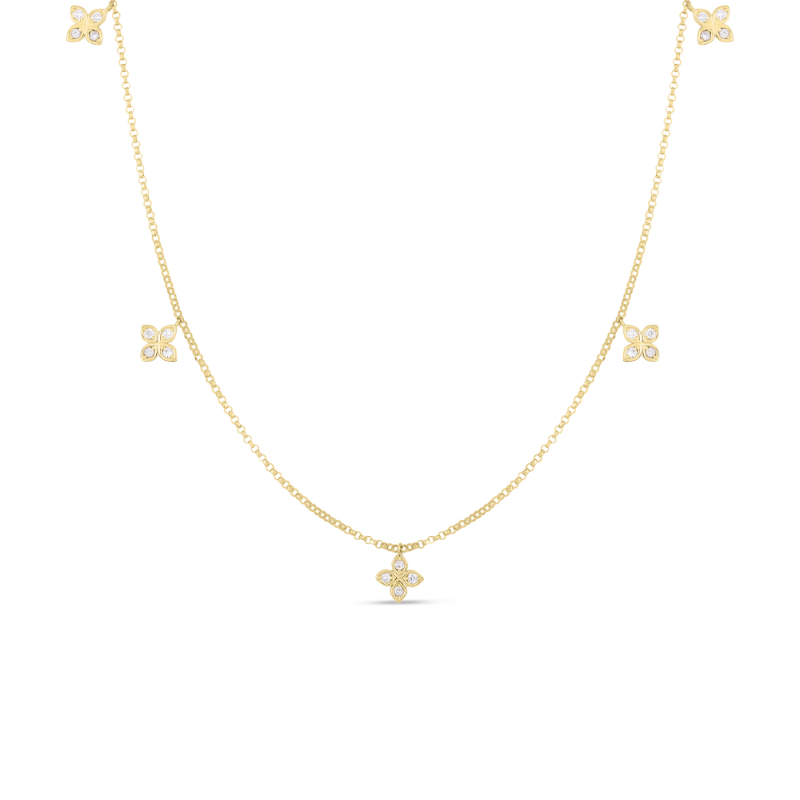 Roberto Coin Love In Verona Dangling Five Station Flower Necklace