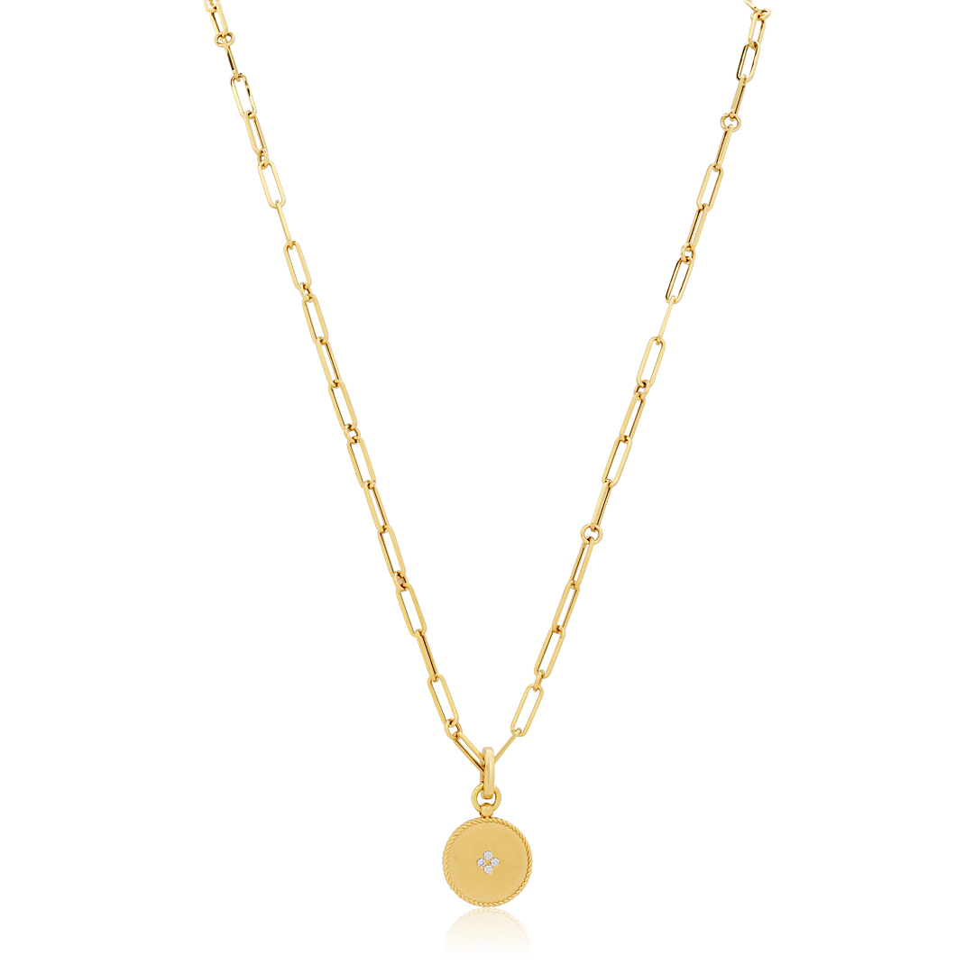Roberto Coin Mother of Pearl and Diamond Medallion Necklace