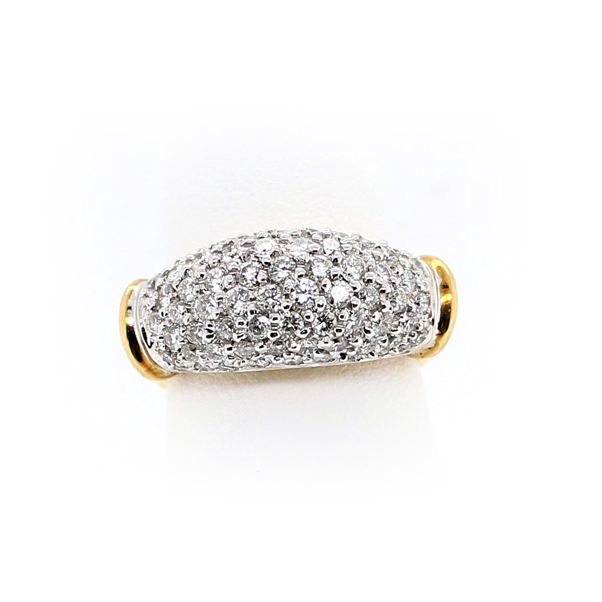 Vintage 18 Karat Yellow Gold Pave Diamond Domed Ring