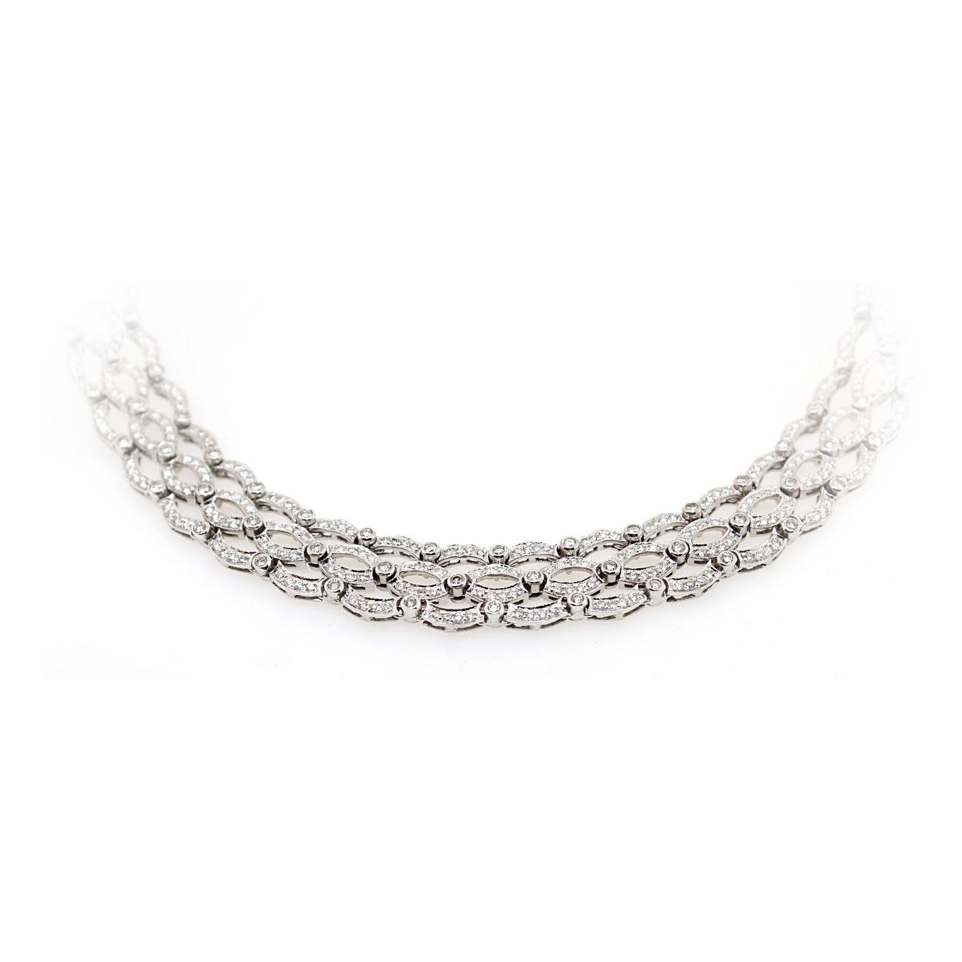 Vintage 18 Karat White Gold Diamond Collar Necklace