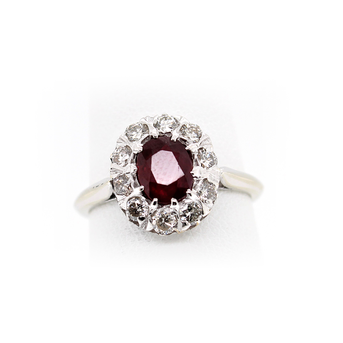 Estate 18 Karat White Gold & Platinum Ruby And Diamond Ring