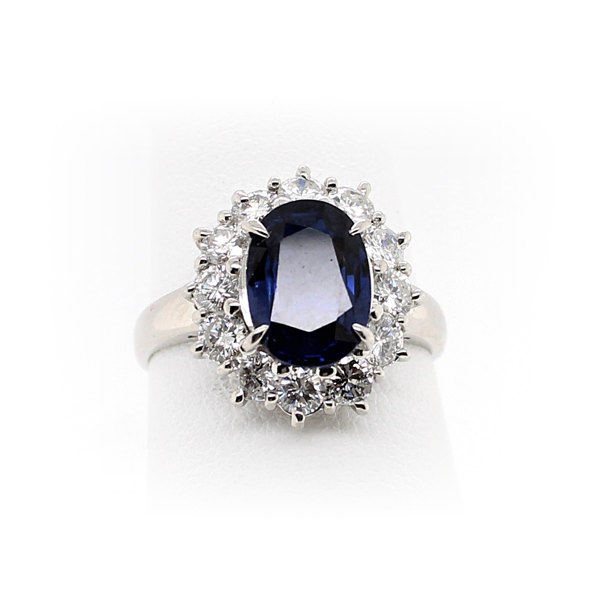 Vintage Platinum Blue Sapphire and Diamond Ring