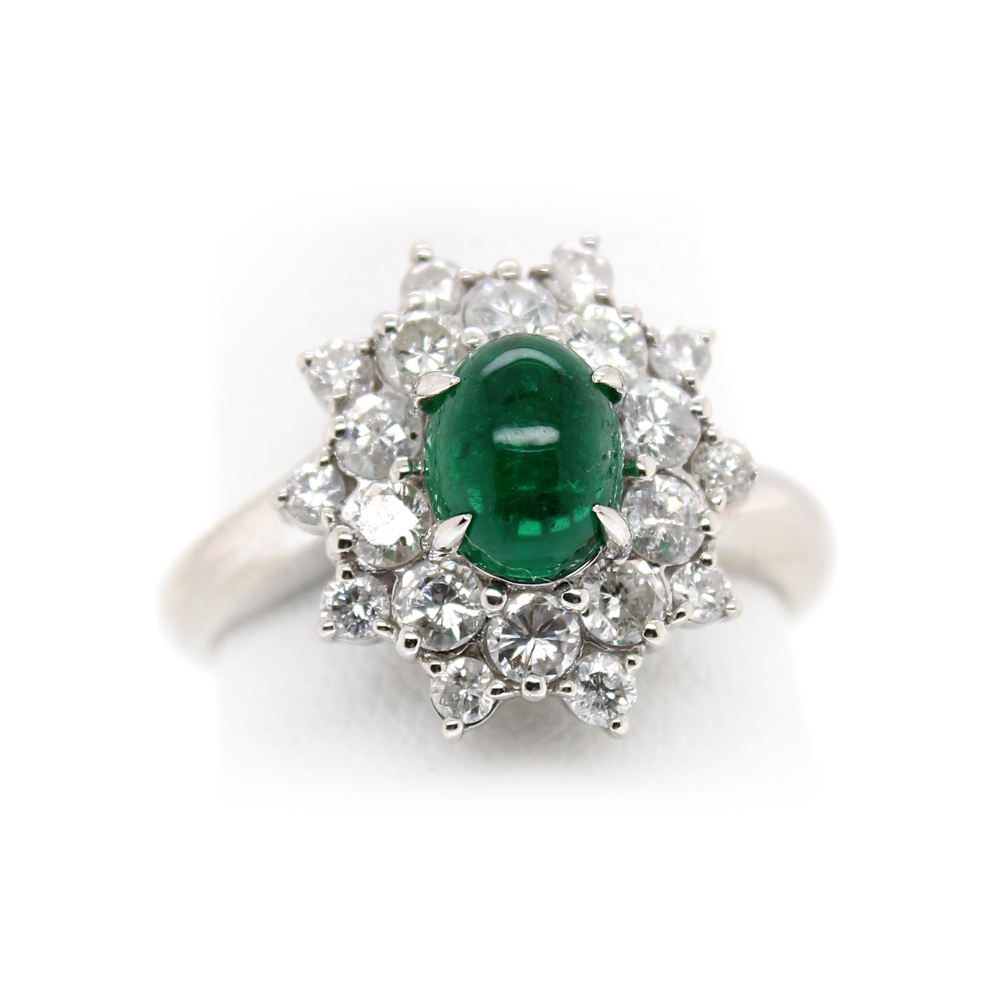 Estate Platinum Emerald And Diamond Ring