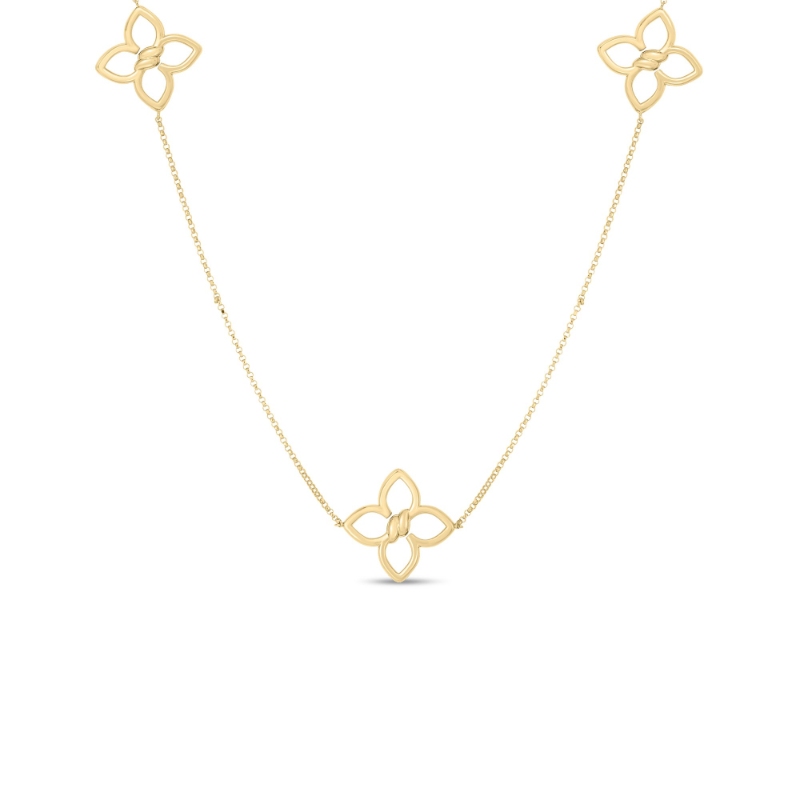 Roberto Coin Cialoma Diamond Flower Station Long Necklace