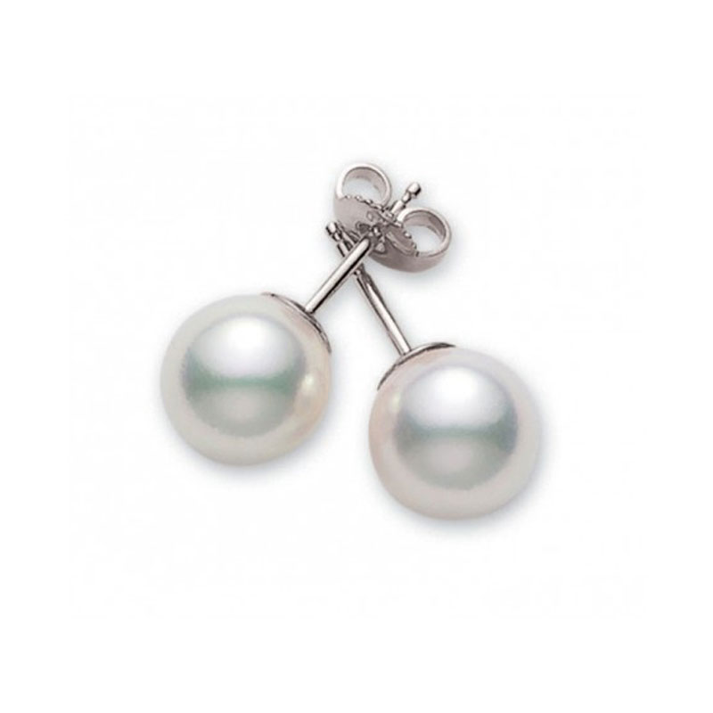 Mikimoto white gold stud pearl earrings 7 by 7.5mm