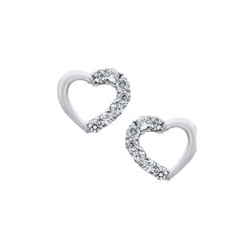 Baby's Kiddie Kraft Sterling Silver Open Heart Cubic Zirconia Earrings
