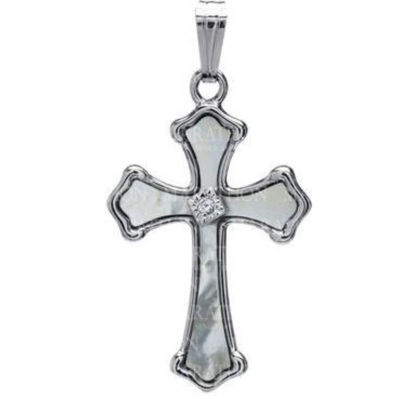 Sterling Silver Mother Of Pearl Cross Pendant