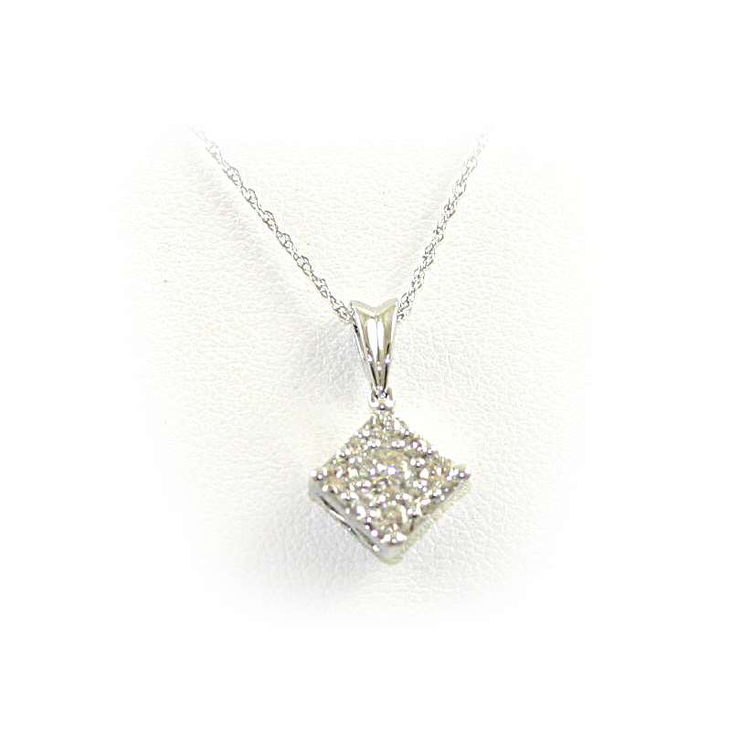 14 Karat White Gold Square Diamond 