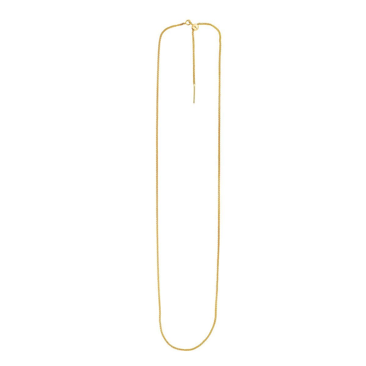 Royal Chain 14 Karat Yellow Gold Adjustable .8mm Wheat Chain Sliding Bar Necklace