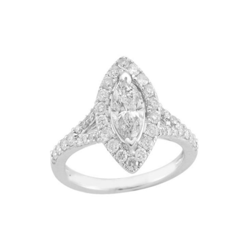 Paramount Gems 14 Karat White Gold Diamond Marquise Halo Bridal Ring