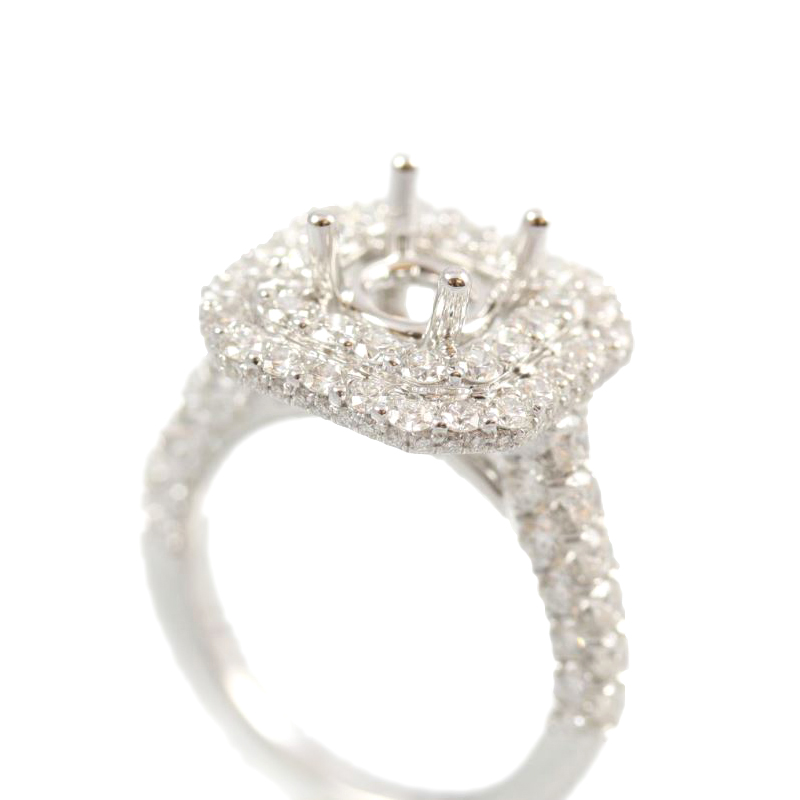 Amden Jewelry Seamless Collection 18 Karat White Gold Princess Cut Diamond Semi-Mount Ring