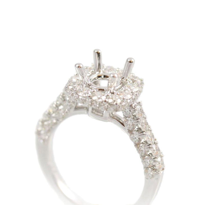 Amden Jewelry Seamless Collection 18 Karat White Gold Round Diamond Semi-Mount Ring